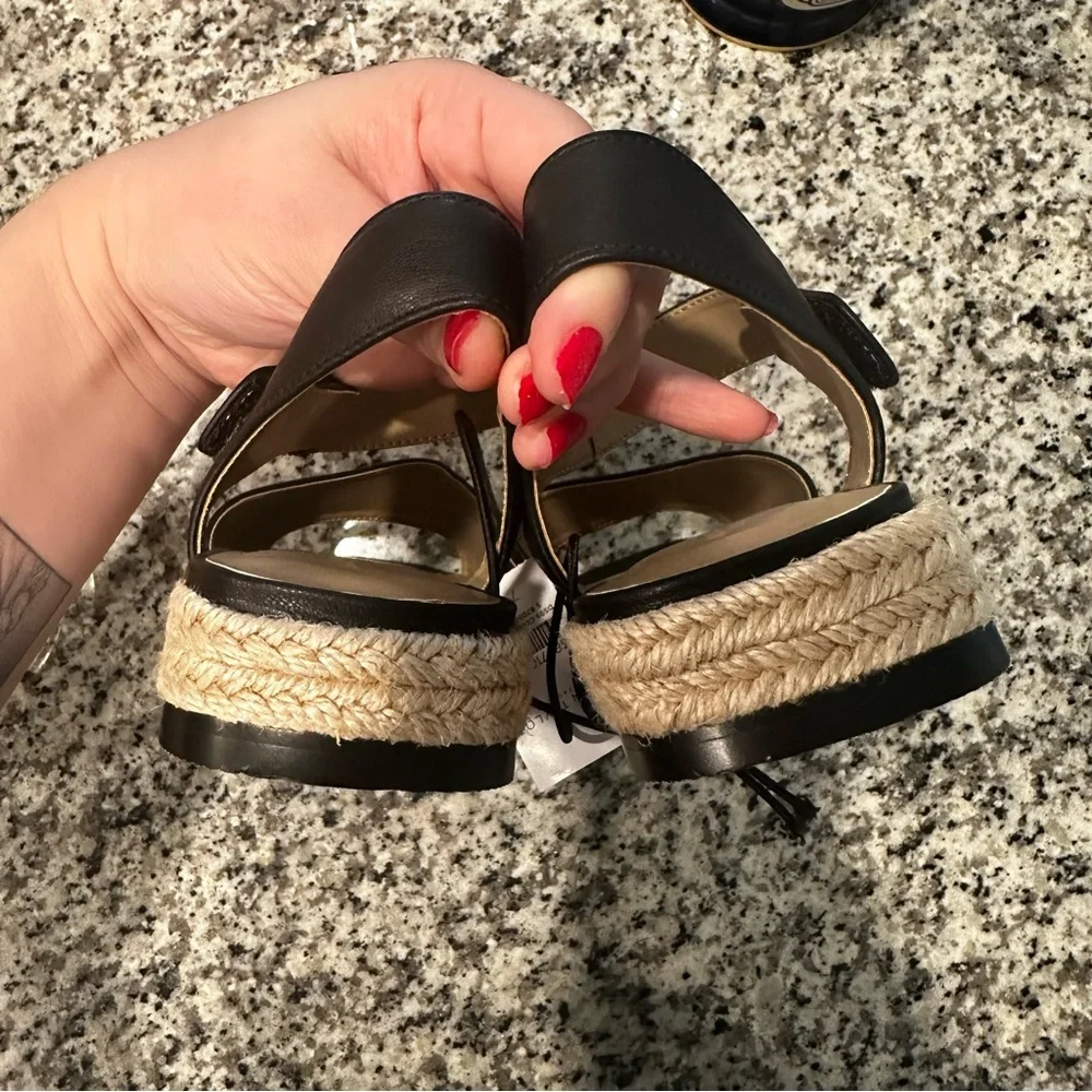 Ann Taylor Factory Black Espadrille Small Platform Sandals NWT